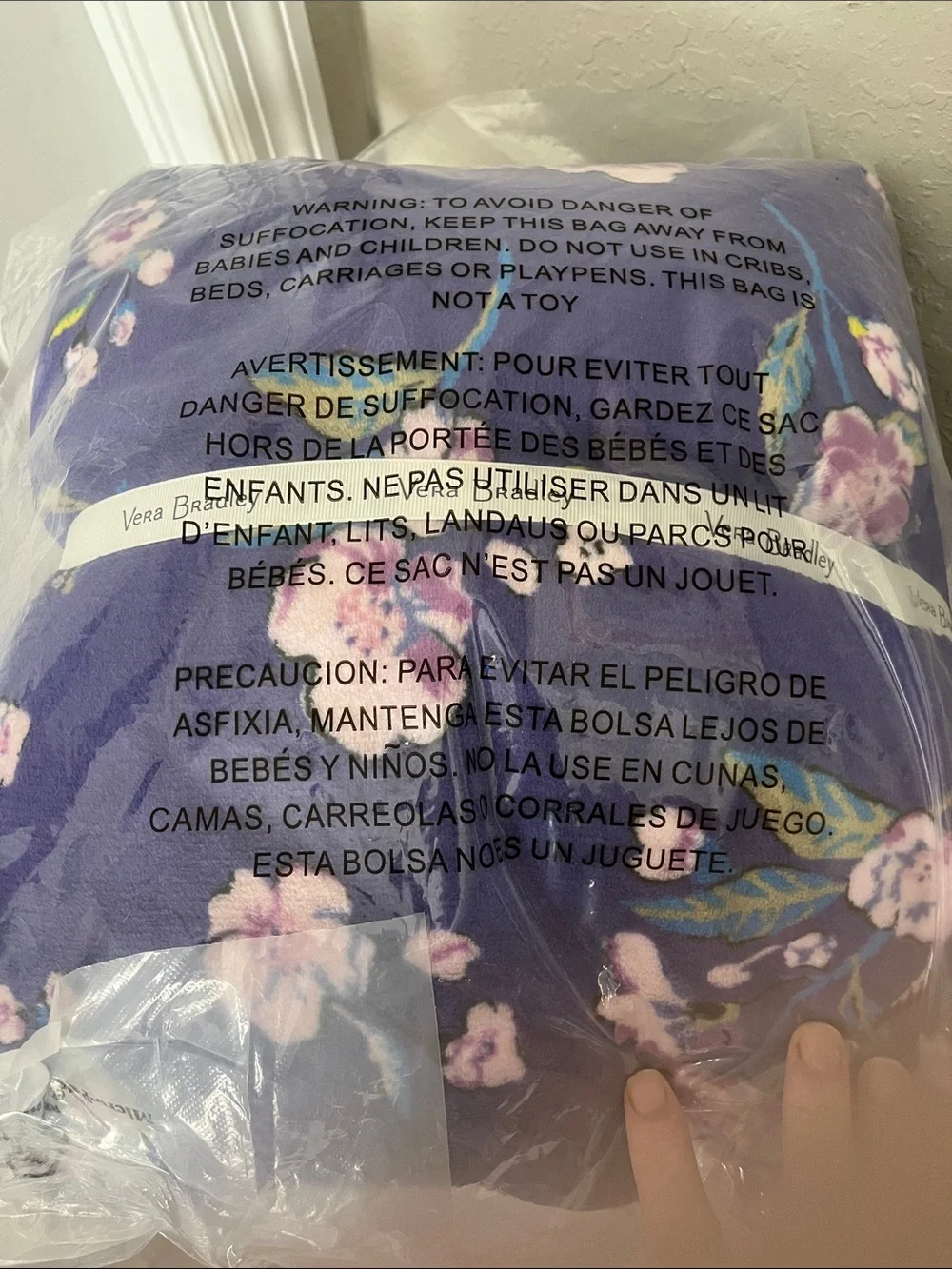 Vera Bradley Purple Wild Roses  Cozy Throw Blanket Xl 94 X66
